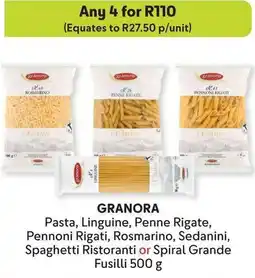 Makro GRANORA Pasta, Linguine, Penne Rigate, Pennoni Rigati, Rosmarino, Sedanini, Spaghetti Ristoranti or Spiral Grande Fusilli offer