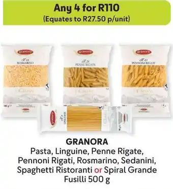 Makro GRANORA Pasta, Linguine, Penne Rigate, Pennoni Rigati, Rosmarino, Sedanini, Spaghetti Ristoranti or Spiral Grande Fusilli offer