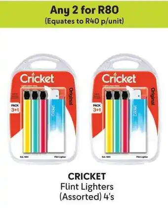 Makro CRICKET Flint Lighters offer