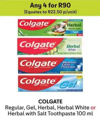 Makro COLGATE Regular, Gel, Herbal, Herbal White or Herbal with Salt Toothpaste offer