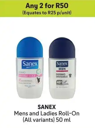 Makro SANEX Mens and Ladies Roll-On offer