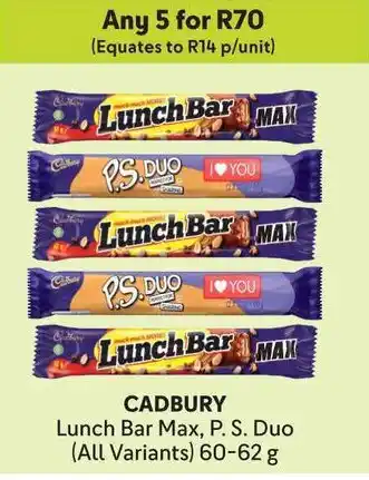 Makro CADBURY Lunch Bar Max, P. S. Duo offer