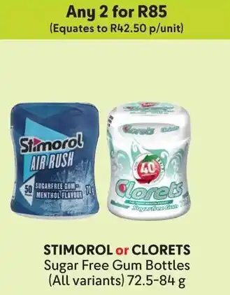 Makro STIMOROL or CLORETS Sugar Free Gum Bottles offer