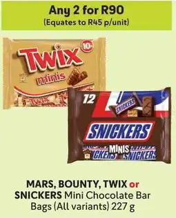 Makro MARS, BOUNTY, TWIX or SNICKERS Mini Chocolate Bar Bags offer