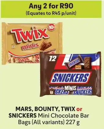 Makro MARS, BOUNTY, TWIX or SNICKERS Mini Chocolate Bar Bags offer