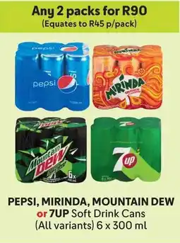 Makro PEPSI, MIRINDA, MOUNTAIN DEW or 7UP Soft Drink Cans offer