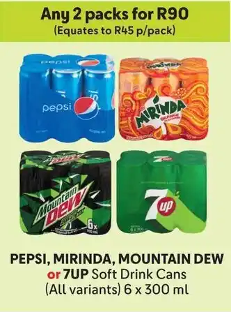 Makro PEPSI, MIRINDA, MOUNTAIN DEW or 7UP Soft Drink Cans offer