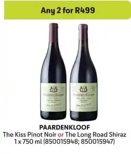 Makro PAARDENKLOOF The Kiss Pinot Noir or The Long Road Shiraz offer