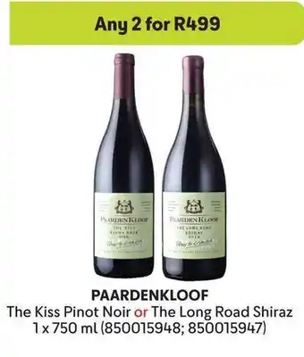 Makro PAARDENKLOOF The Kiss Pinot Noir or The Long Road Shiraz offer