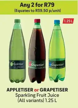 Makro APPLETISER or GRAPETISER Sparkling Fruit Juice offer