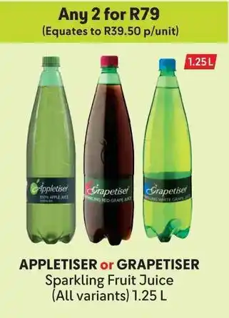 Makro APPLETISER or GRAPETISER Sparkling Fruit Juice offer