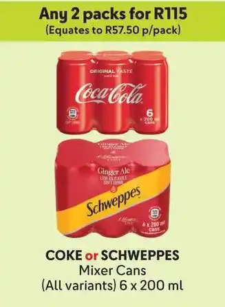 Makro COKE or SCHWEPPES Mixer Cans offer