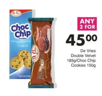 Save De Vries Double Velvet/Choc Chip Cookies offer