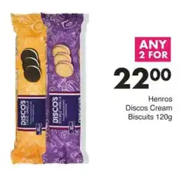 Save Henros Discos Cream Biscuits offer