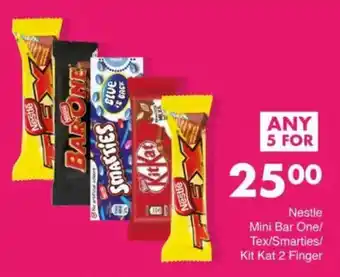 Save Nestle Mini Bar One/ Tex/Smarties/ Kit Kat 2 Finger offer