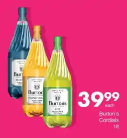 Save Burton's Cordials offer