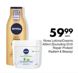 Save Nivea Lotions/Creams (Excluding Q10/ Repair Protect/ Radiant & Beauty) offer