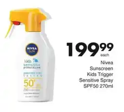 Save Nivea Sunscreen Kids Trigger Sensitive Spray SPF50 offer