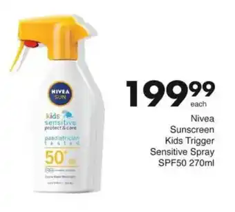 Save Nivea Sunscreen Kids Trigger Sensitive Spray SPF50 offer