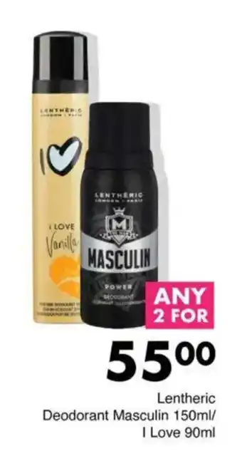 Save Lentheric Deodorant Masculin/ I Love offer