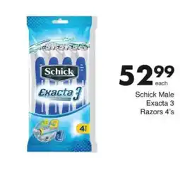 Save Schick Male Exacta 3 Razors offer