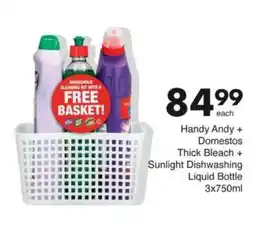 Save Handy Andy + Domestos Thick Bleach + Sunlight Dishwashing Liquid Bottle offer