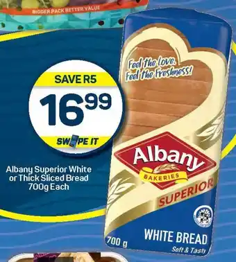 Pick n Pay Albany Superior White or Thick Sliced Bread offer