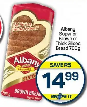 Pick n Pay Albany Superior Brown or Thick Sliced Bread offer