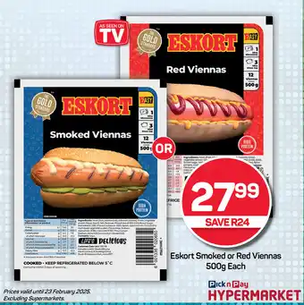 Pick n Pay Eskort Smoked or Red Viennas offer