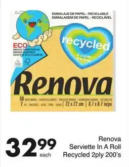 Save Renova Serviette In A Roll Recycled 2ply offer