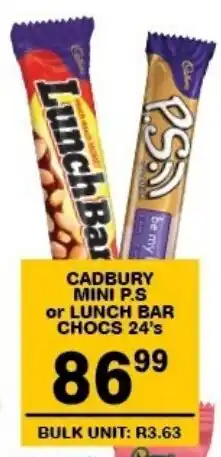 Giant Hyper Cadbury mini p.s or lunch bar chocs offer