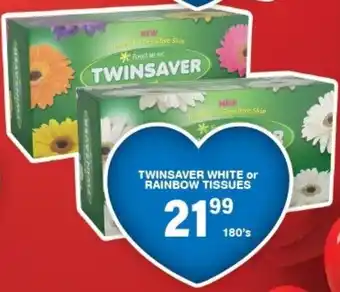 Giant Hyper Twinsaver white or rainbow tissues offer