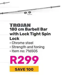 Game TROJAN Barbell Bar with Lock Tight Spin Lock offer