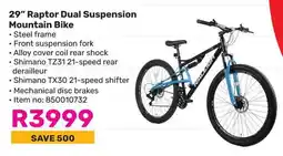 Game 29" Raptor Dual Suspension Mountain Bike offer