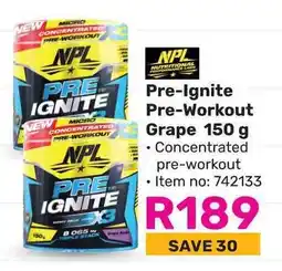 Game NPL Pre-Ignite Pre-Workout Grape offer