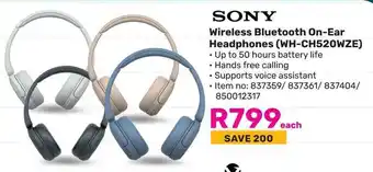 Game SONY Wireless Bluetooth On-Ear Headphones (WH-CH520WZE) offer