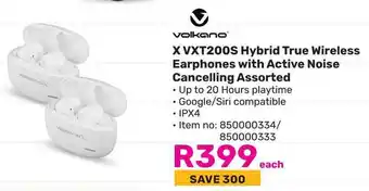 Game Volkano XVXT200S Hybrid True Wireless Earphones with Active Noise Cancelling Assorted offer