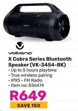 Game Volkano X Cobra Series Bluetooth Speaker (VK-3454-BK) offer