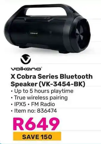 Game Volkano X Cobra Series Bluetooth Speaker (VK-3454-BK) offer