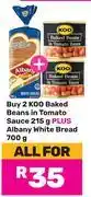 Game Koo Baked Beans In Tomato Sauce 2 x 215g Plus Albany White Bread 700g-All For offer