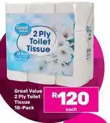 Game Great Value 2 Ply Toilet Tissue 18 Pack-Each offer