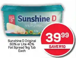 Pick n Pay Sunshine D Original 60% or Lite 40% Fat Spread Tub offer