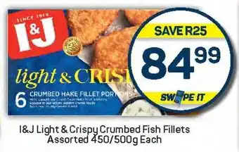 Pick n Pay I&J Light & Crispy Crumbed Fish Fillets Assorted offer