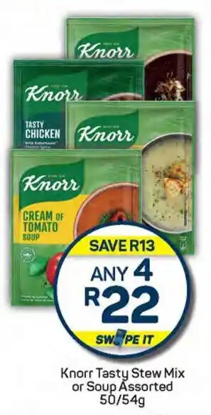 Pick n Pay Knorr Tasty Stew Mix or Soup Assorted offer