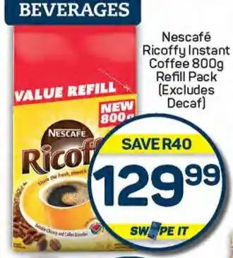 Pick n Pay Nescafé Ricoffy Instant Coffee Refill Pack (Excludes Decaf) offer