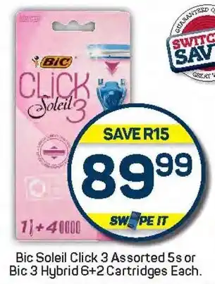 Pick n Pay Bic Soleil Click 3 Assorted or Bic 3 Hybrid Cartridges offer