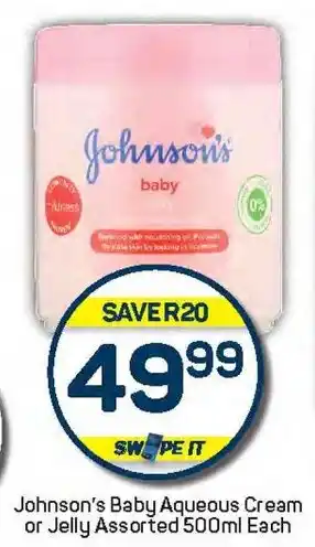 Pick n Pay Johnson's Baby Aqueous Cream or Jelly Assorted offer