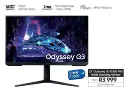 Samsung SAMSUNG 27" Odyssey G3 G30D FHD 180Hz Gaming Monitor offer