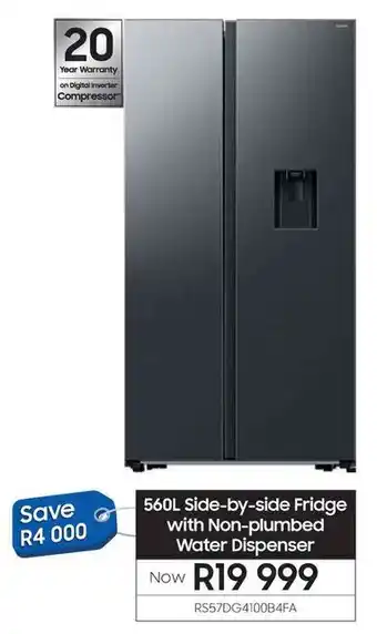 Samsung SAMSUNG Side-by-side Fridge with Non-plumbed Water Dispenser offer