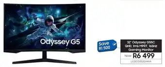 Samsung SAMSUNG 32" Odyssey G55C QHD, Ims MPRT, 165HZ Gaming Monitor offer